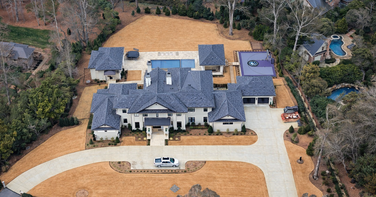 An aerial view of Shaq Thompson's Charlotte him sold for $9 million.