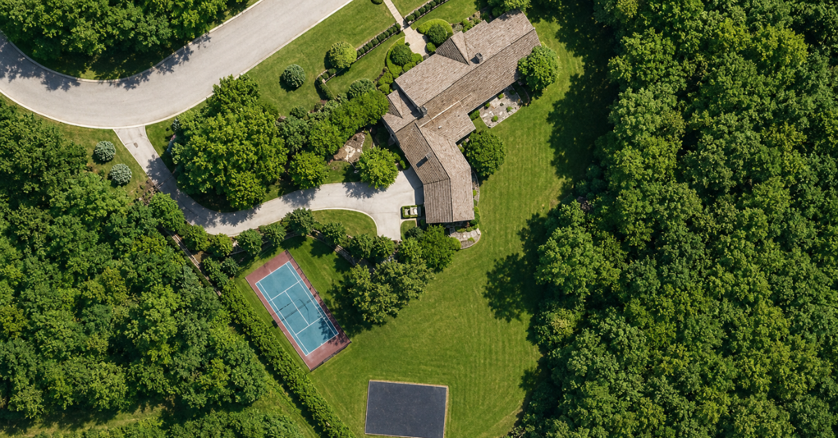 Aerial view of Aaron Rodger's Hobart, Wisconsin mansion