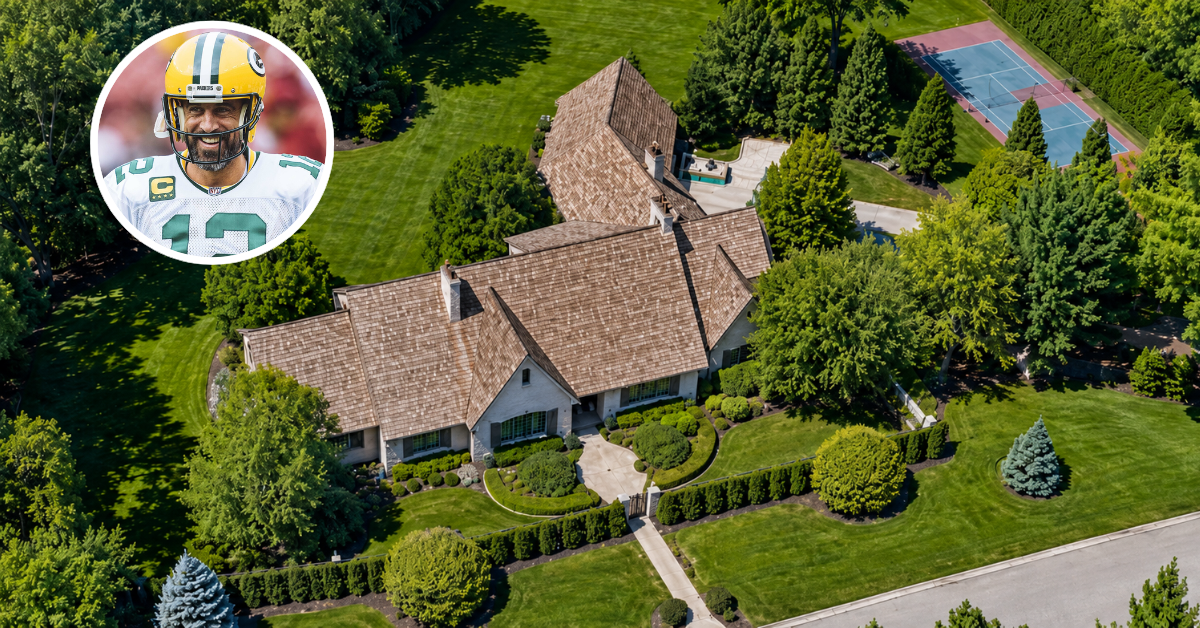 Aerial view of Aaron Rodger's Hobart, Wisconsin mansion