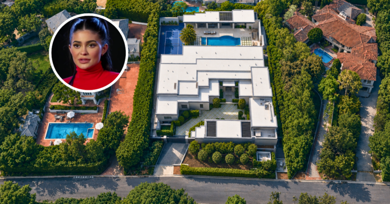 An aerial view of Kylie Jenner's Holmby Hills mansion for sale