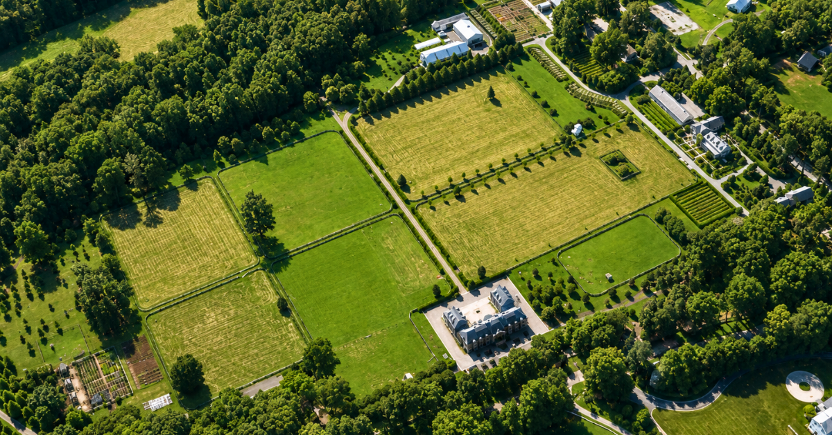 Aerial View of Martha Stewart's Canitoe Corners Farm.