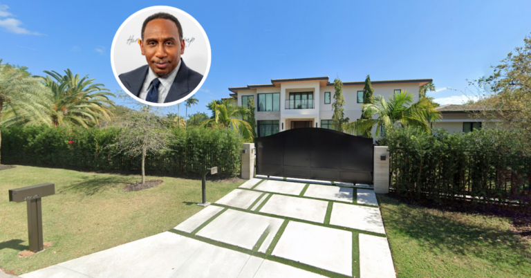 A view in front of Stephen A's Smith Pinecrest Florida Mansion