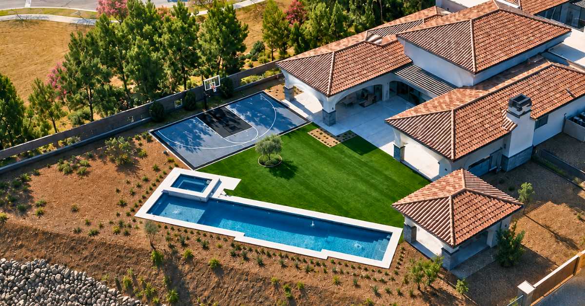 Josh Jacobs Las Vegas mansion from an aerial view.