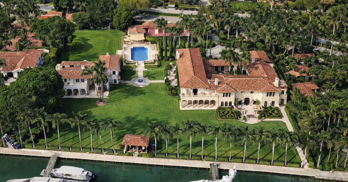 An aerial view of Michael Saylor's $46 Million Villa in Miami Beach.