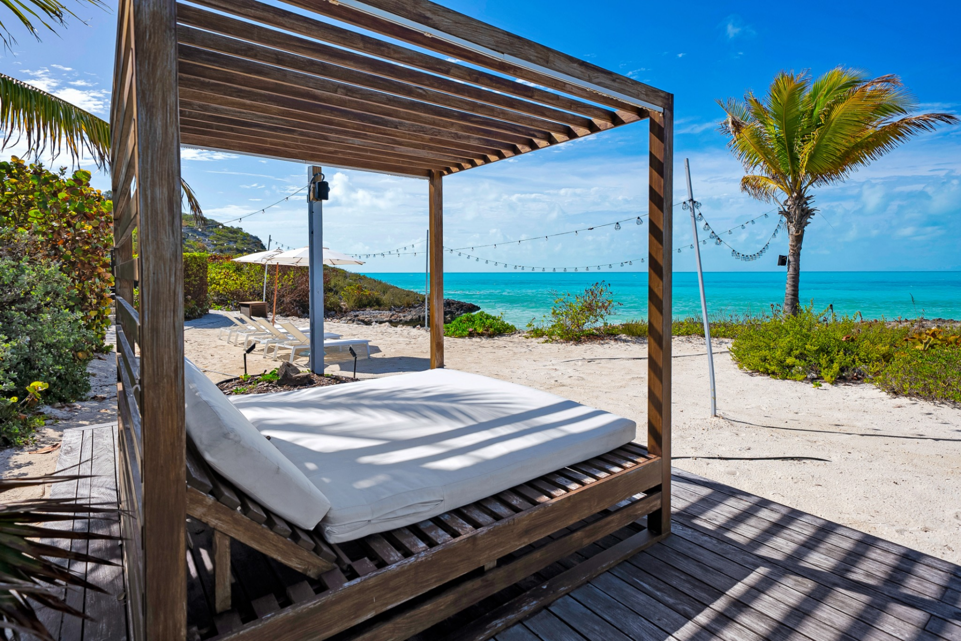 Cabana on a private beach in Turks and Caicos.