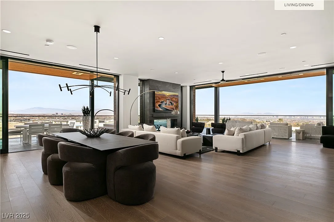 The main living spaces open up across an open layout with living room and dining area.