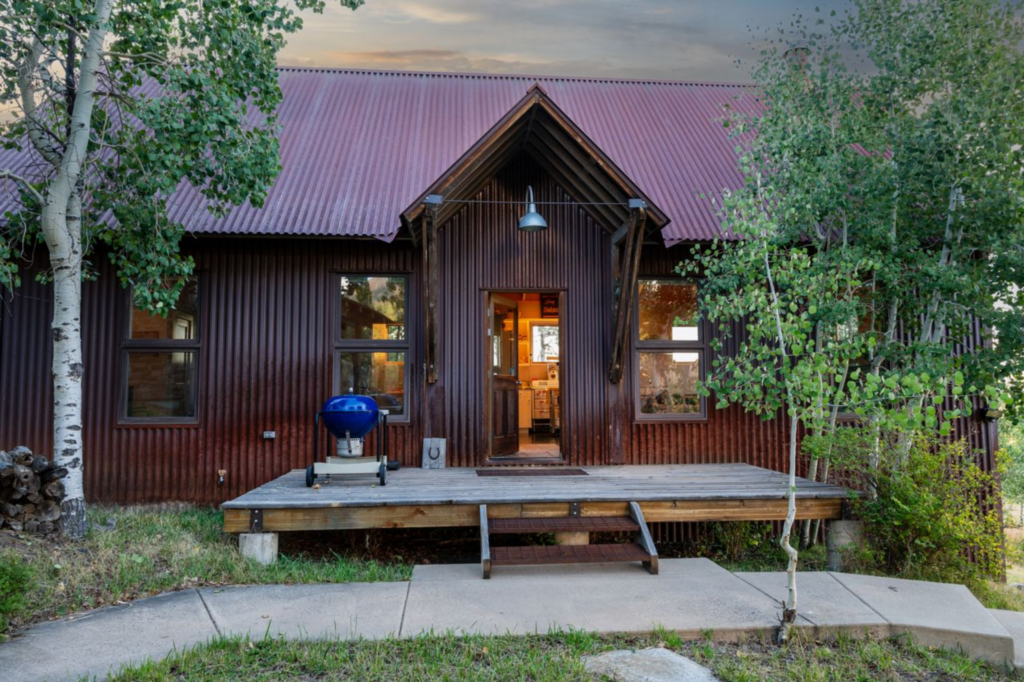 The entrance to the main house on Tom Patchett’s Colorado property.