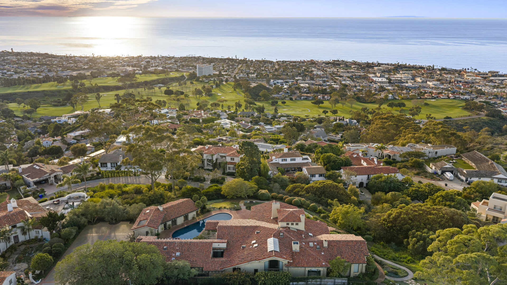 Aerial view of Theodor Geisel's former La Jolla home next to La Jolla Country Club.