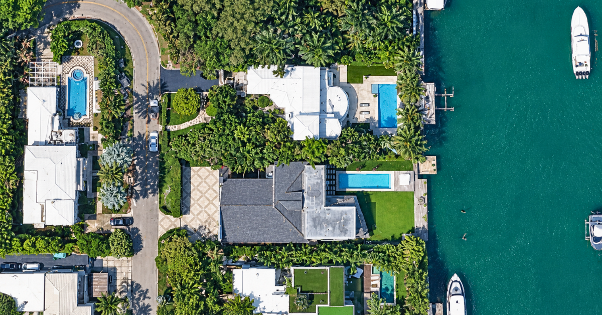 Aerial view of Franklin Toskan's Pair of Miami Beach Homes he sold.
