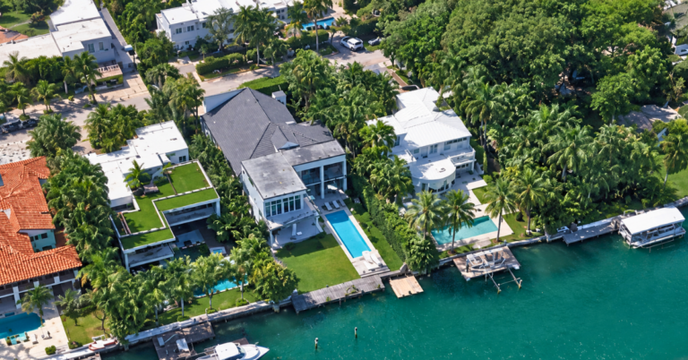 Aerial view of Franklin Toskan's Pair of Miami Beach Homes he sold.