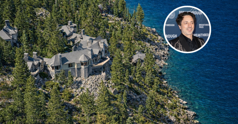 Aerial view of Sergey Brin's Lake Tahoe mansion.