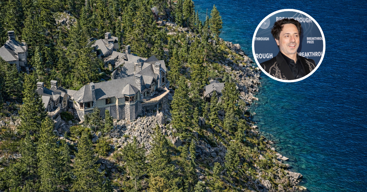 Aerial view of Sergey Brin's Lake Tahoe mansion.
