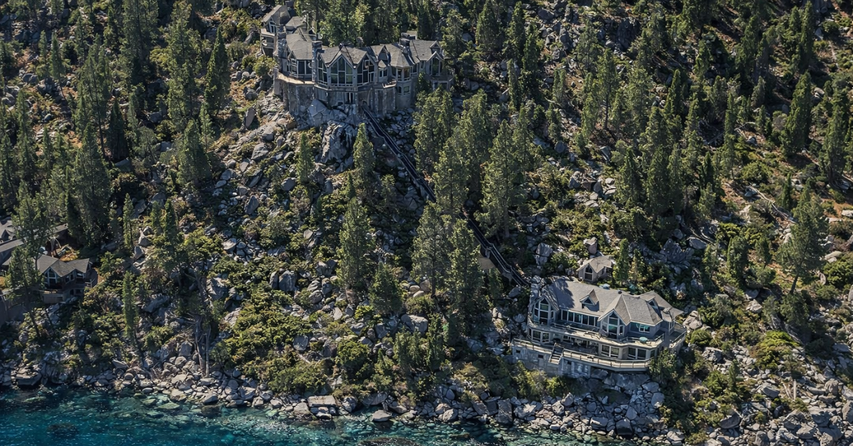 Aerial view of Sergey Brin's Lake Tahoe mansion.