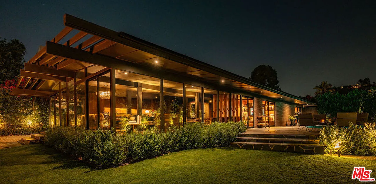 Shaun White's former Hollywood Hills home at night.