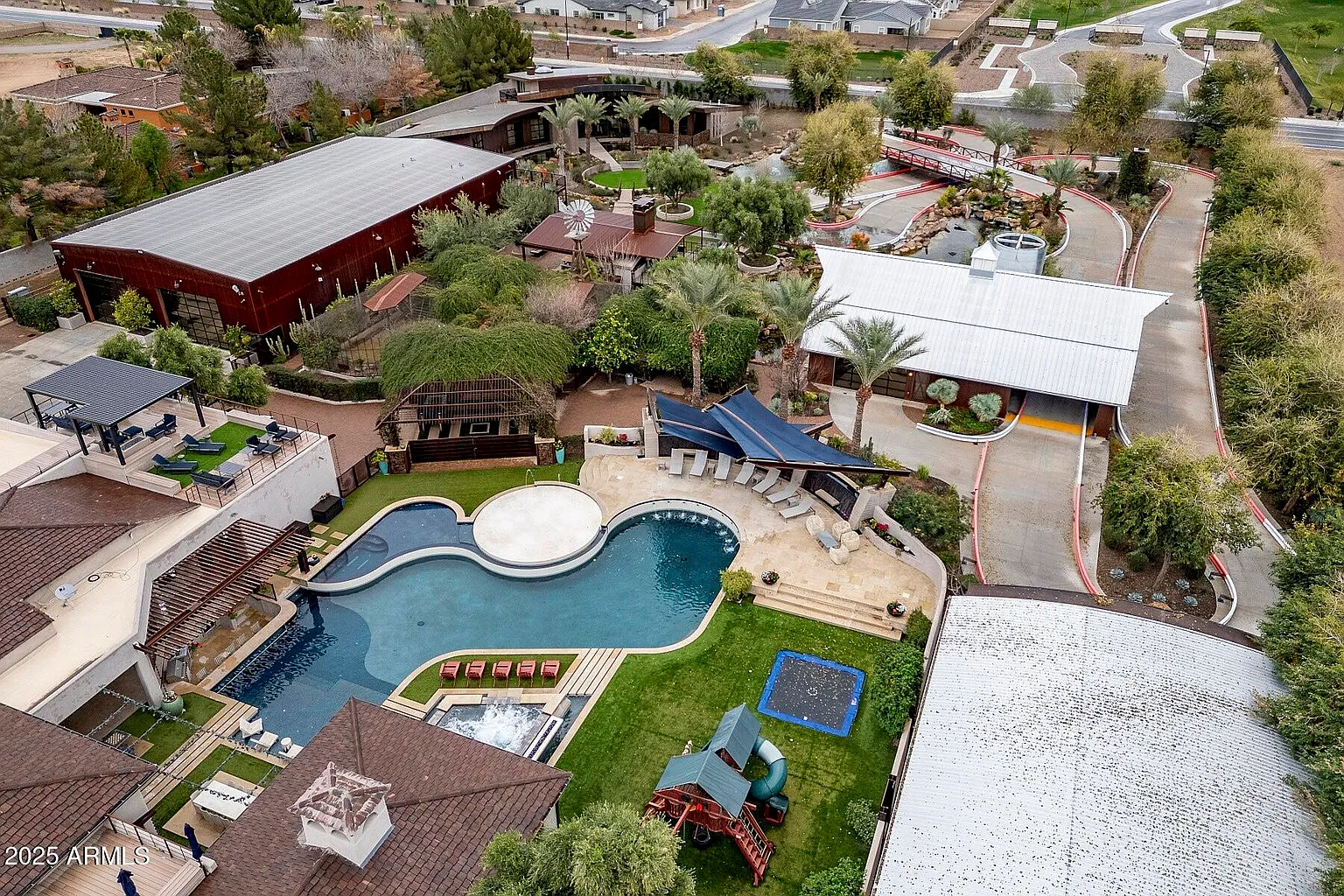 Aerial view of Andre Eithier's Former Gilbert Arizona Mansion.