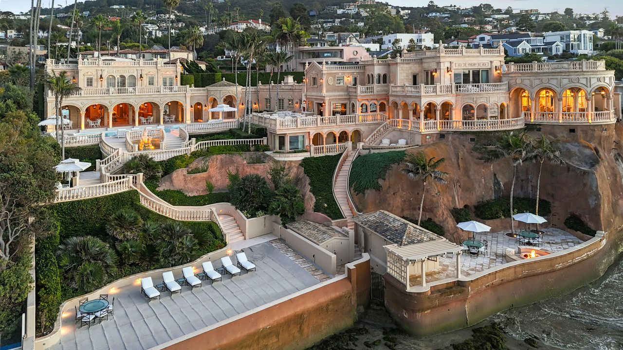Rear view of La Jolla “Sand Castle” Estate.