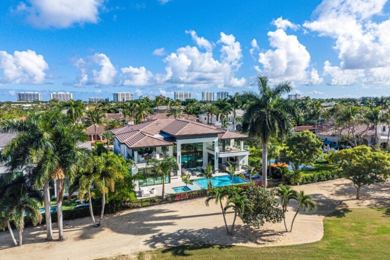 Backyard aerial shot of Kevin James's new Boca Raton home.