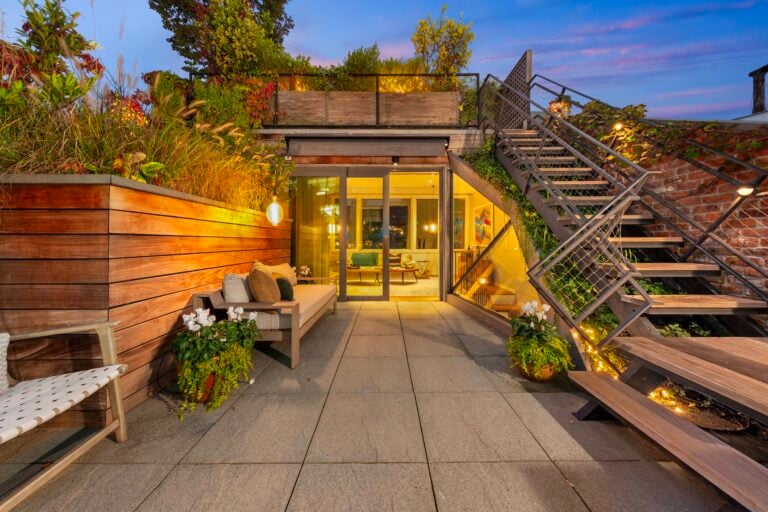 Lower terrace in Zach Bryan's new NYC Townhouse.