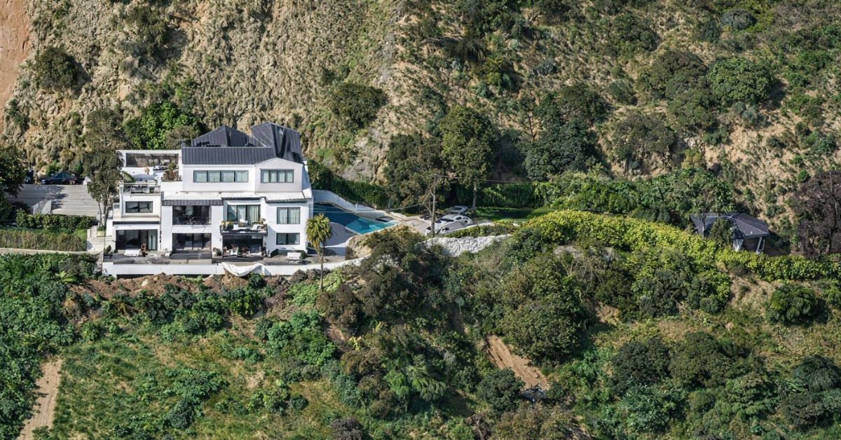 Demi Lovato's former Hollywood Hill home within the hillside.