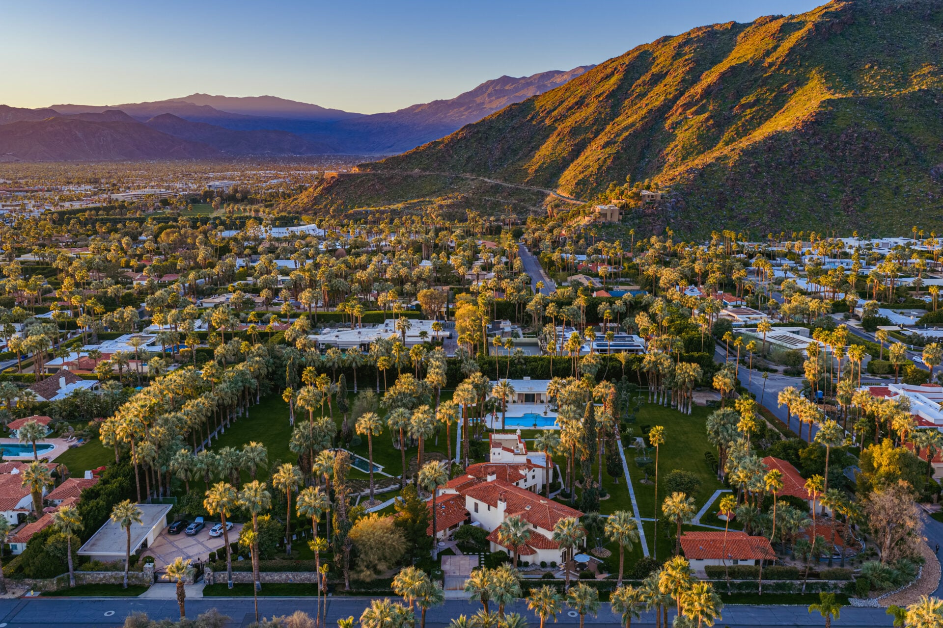 Aerial view of Cary Grant's Palm Springs vacation home.
