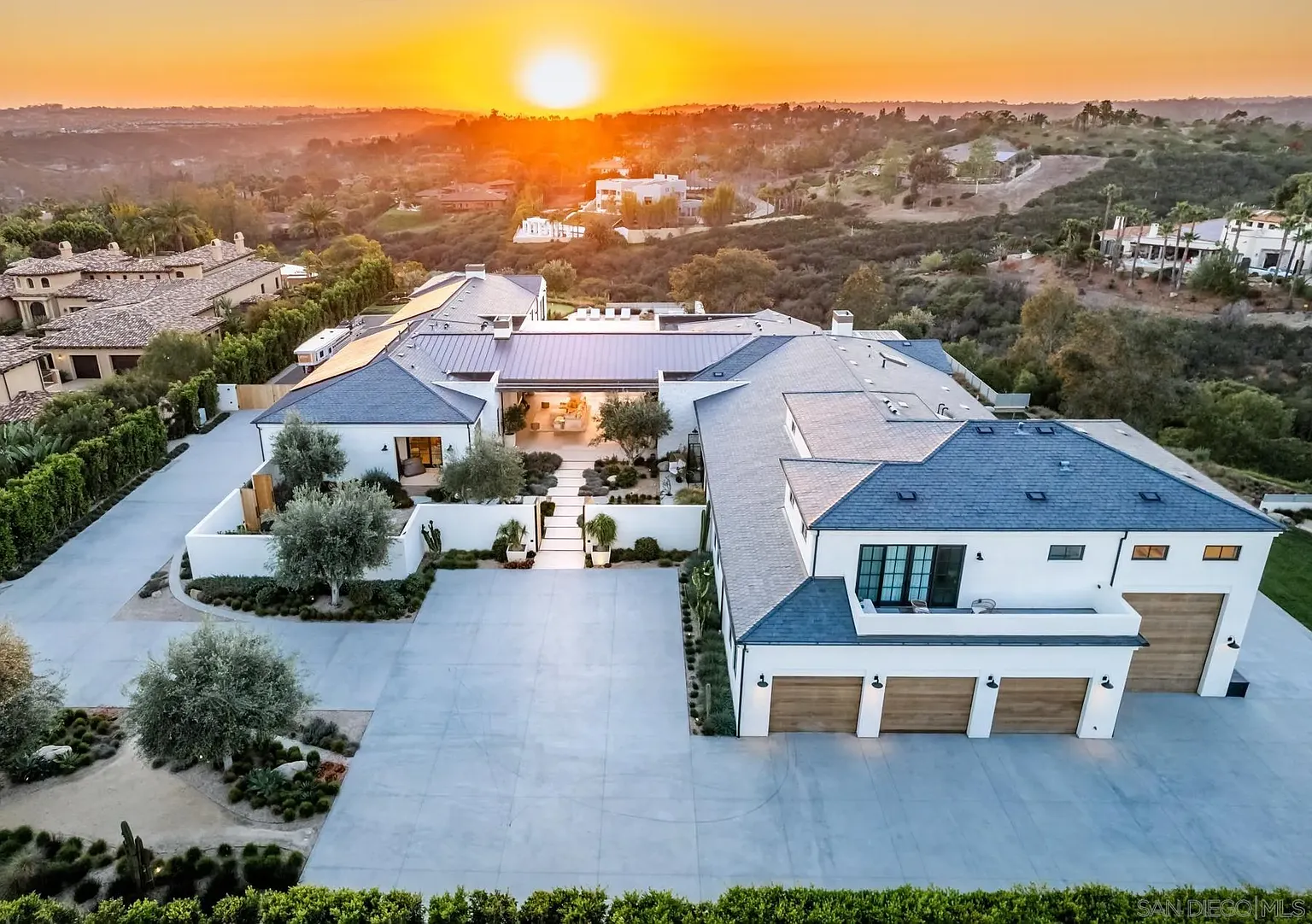 Aerial view of James Shields Rancho Santa Fe house.