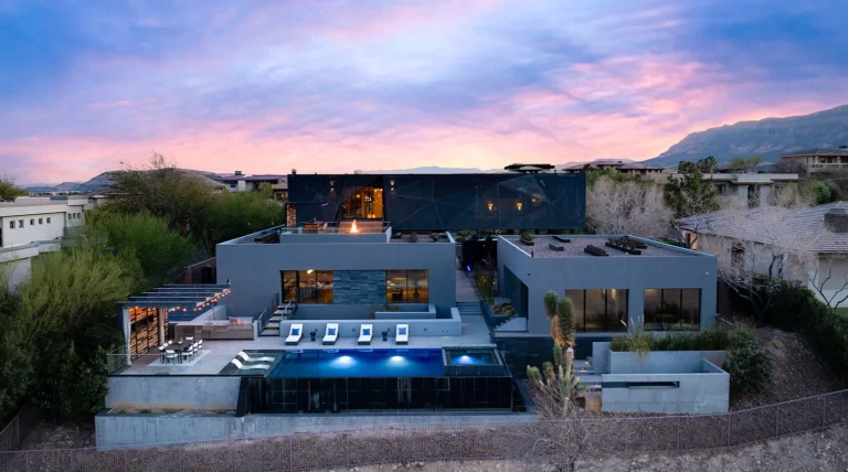 Backyard aerial view of Jo Koy's Las Vegas mansion.