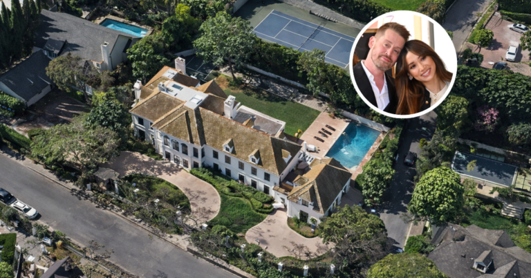 Aerial view of Macaulay Culkin and Brenda Song's Sherman Oaks mansion.