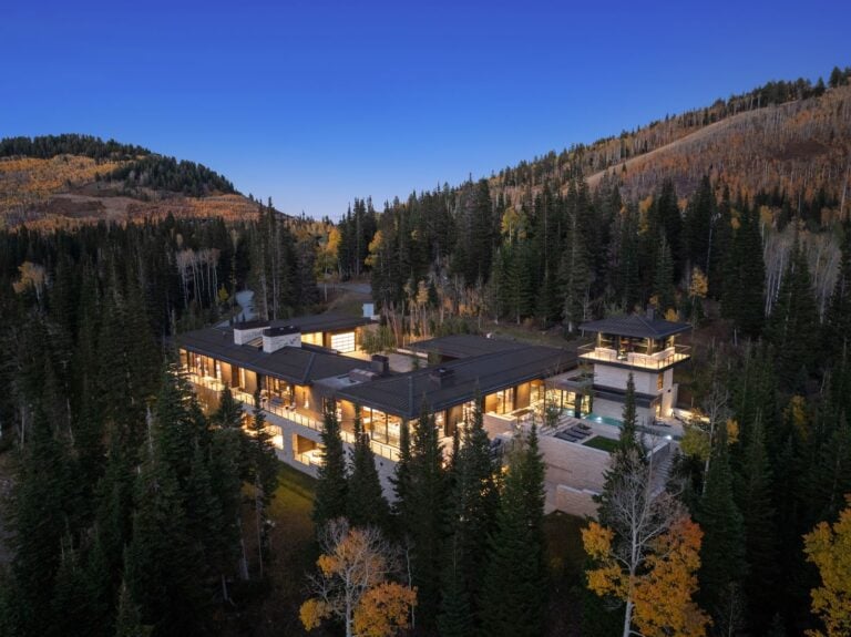 Aerial view of Russell Savage park City ski chalet.