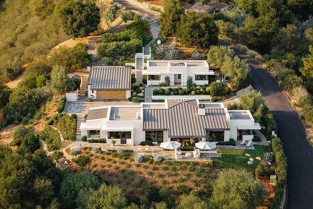 Aerial view of Christopher Lloyd's Santa Barbra estate.