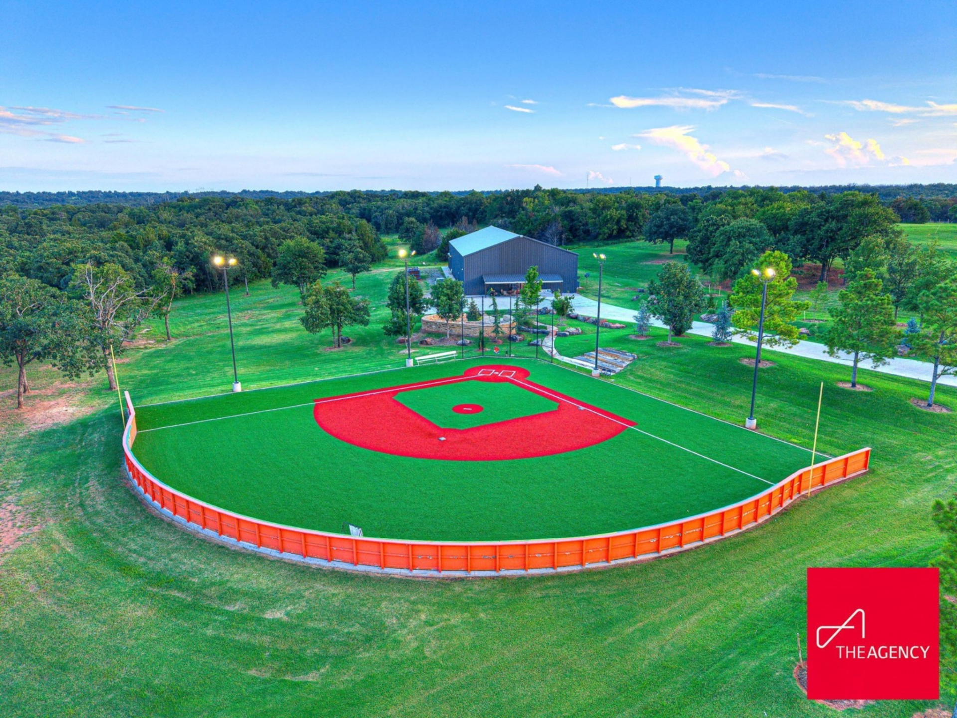 Adjacent open space allows for wiffleball games and additional drills, creating a setup that mirrors a professional training environment.