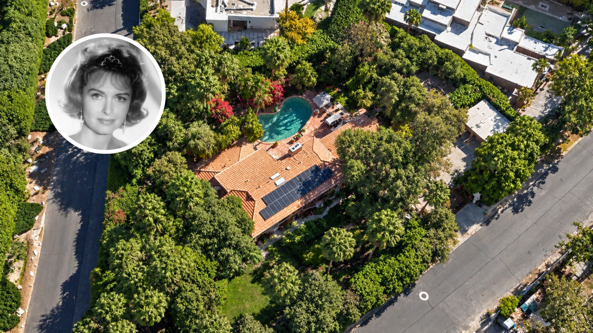 Aerial view of Donna Reed's former Palm Springs home.
