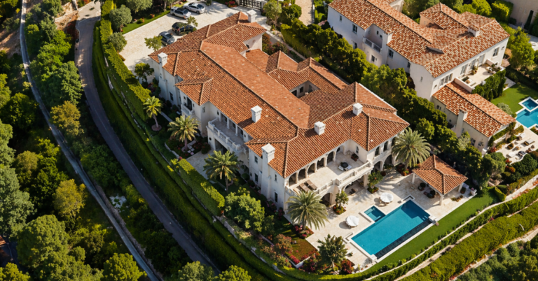Aerial view of Heather and Terry Dubrow’s Former Newport Beach Mansion.