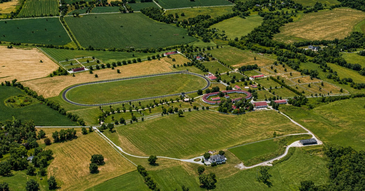 Aerial view of Kevin Plank's Sagamore Farm.