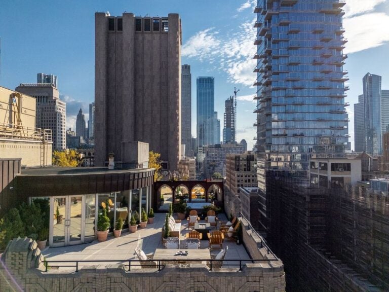 Aerial view of the rooftop deck of Mariah Carey's Tribeca Penthouse.