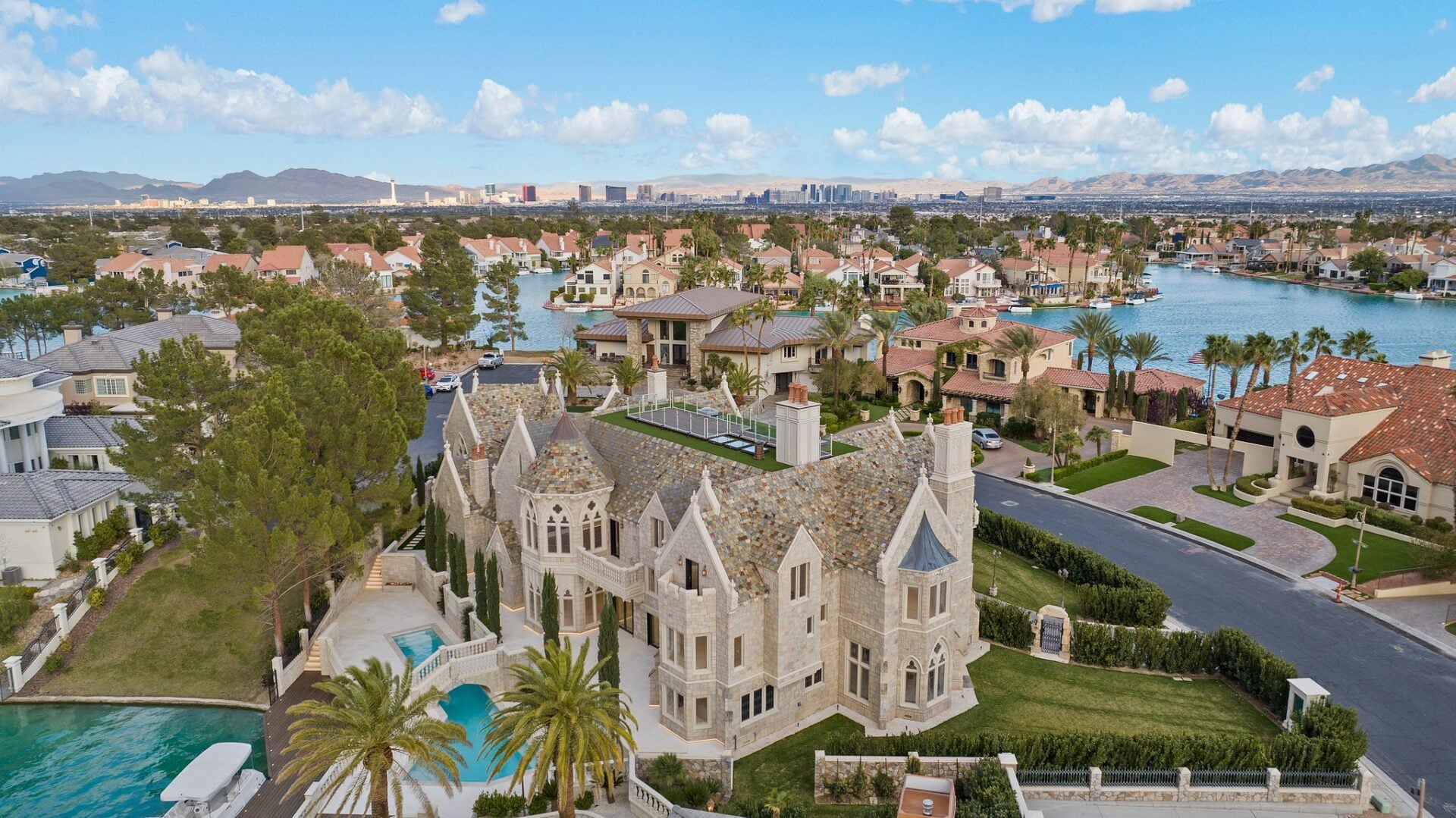 Aerial view of Zoltan Bathory's Las Vegas Castle.