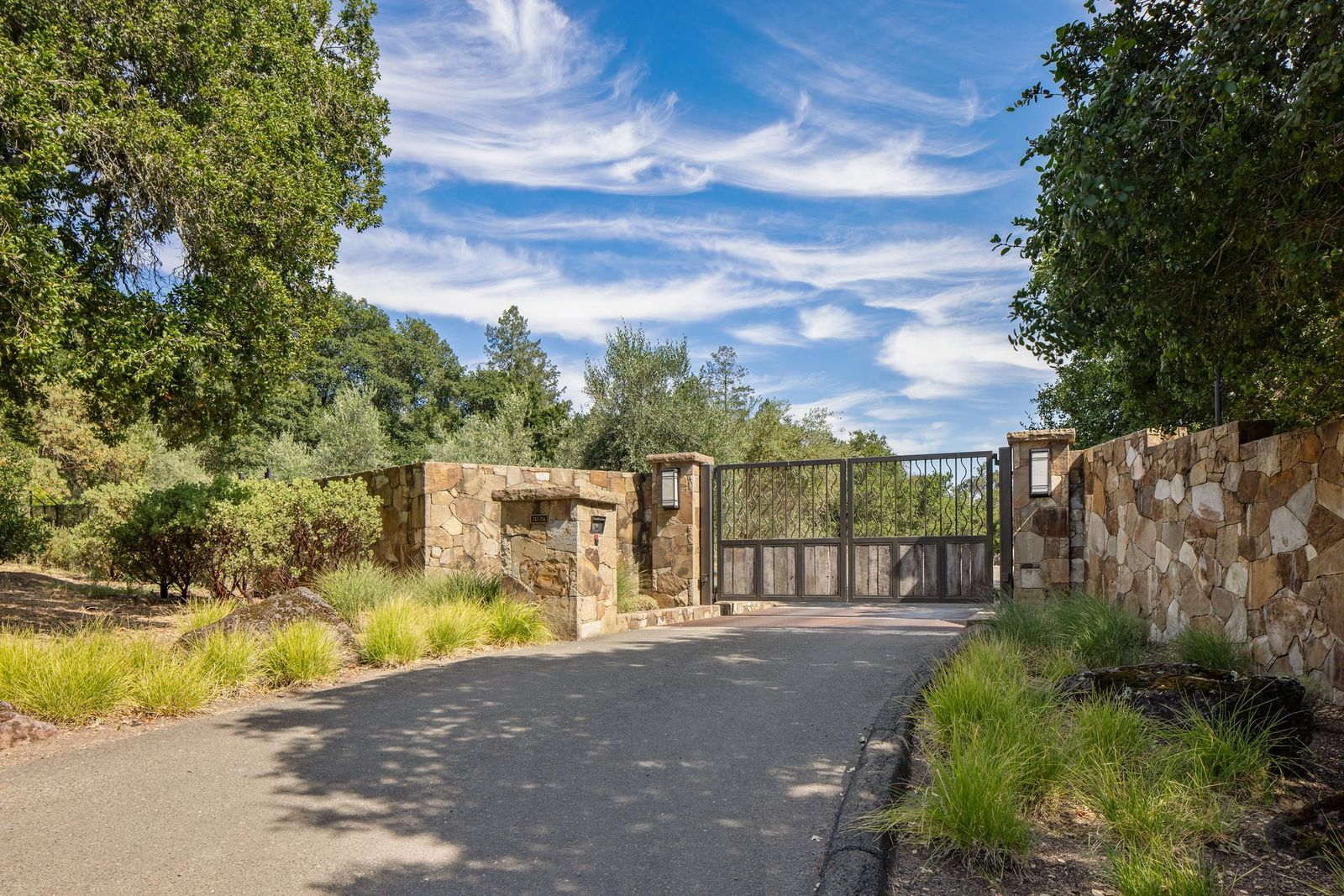 Gated entrance to Ryan Seacrest's Napa Valley Estate