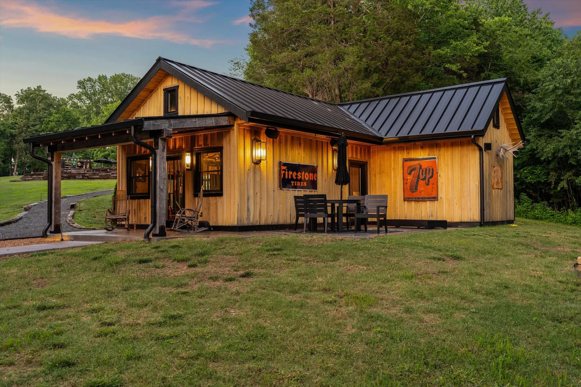 Set just beyond the main residence, the renovated barn has been reimagined as a self-contained retreat with a gym, guest accommodations, and flexible hangout space.