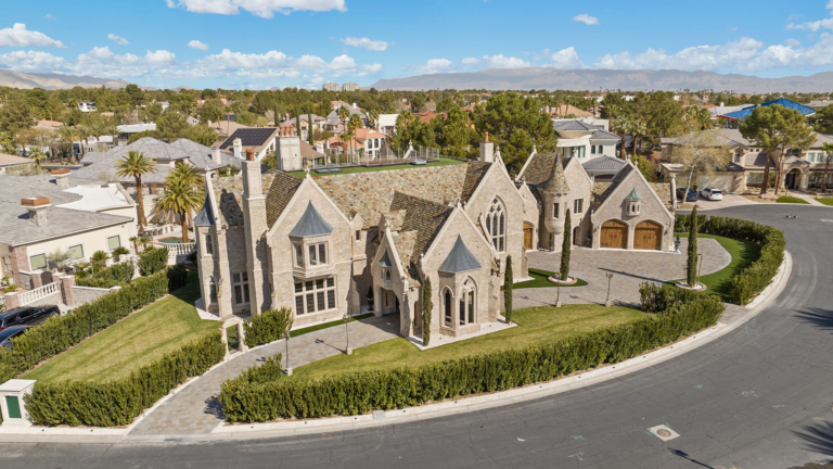 Aerial view of Zoltan Bathory's Las Vegas Castle..