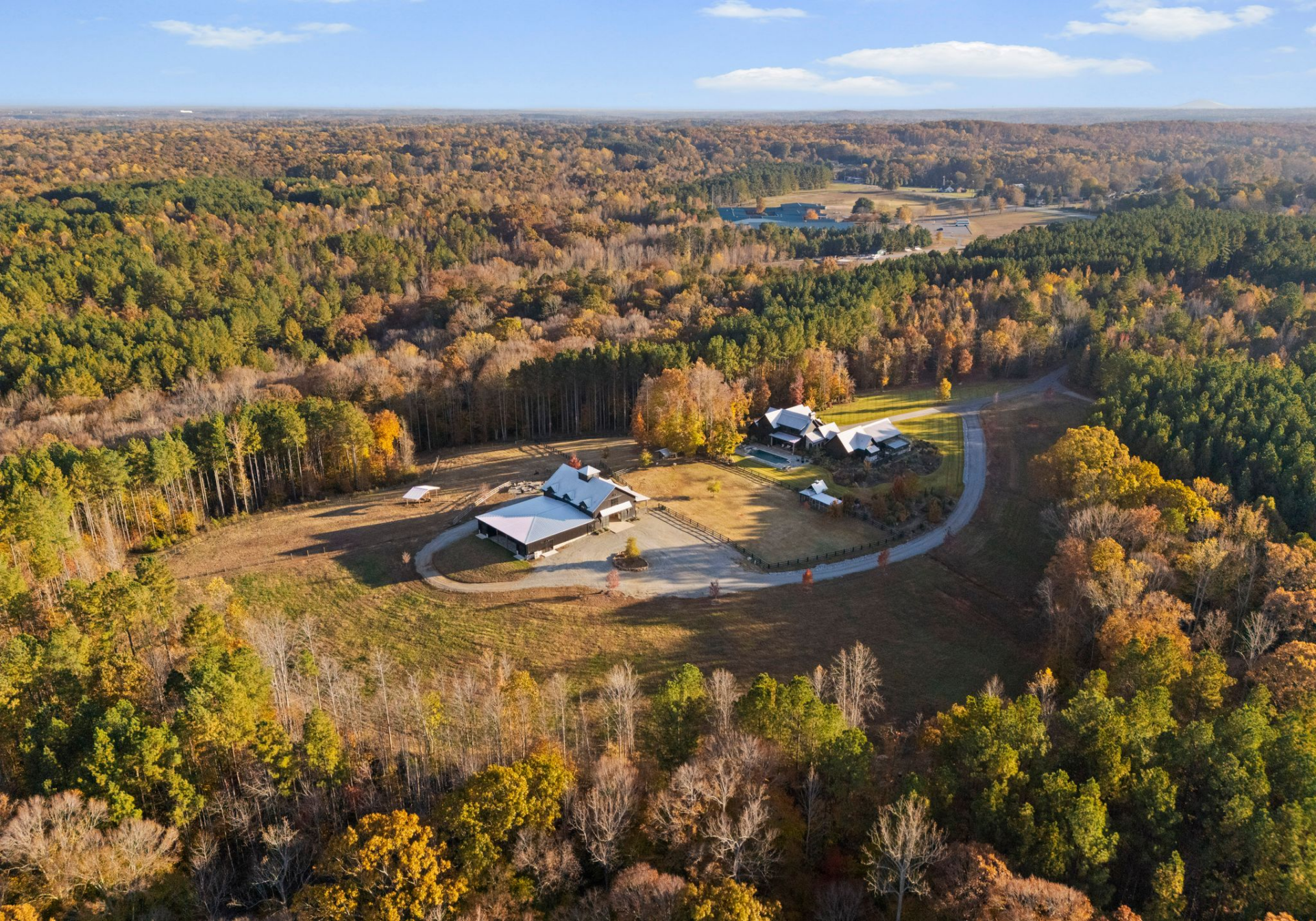 Aerial view of Adam Hayes's North Carolina estate.