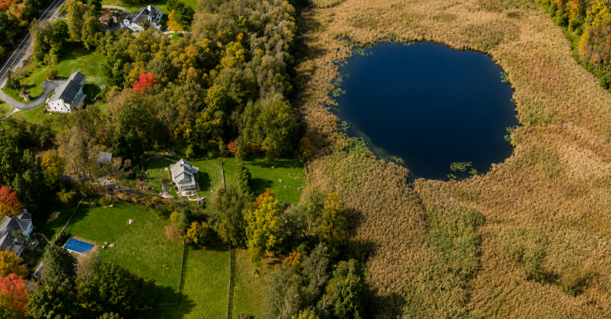 Aerial view of Pete Davidson's North Salem house.