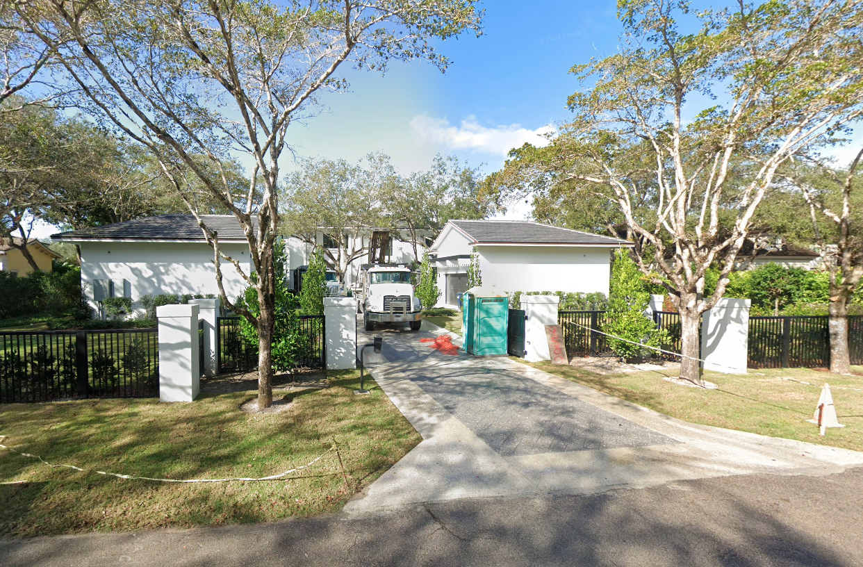 Street view of Jeff Green's Miami mansion.