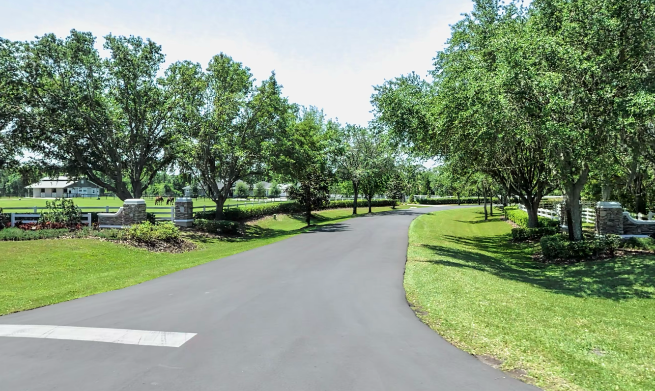 Driveway entrance to Devin White's Odessa Estate.