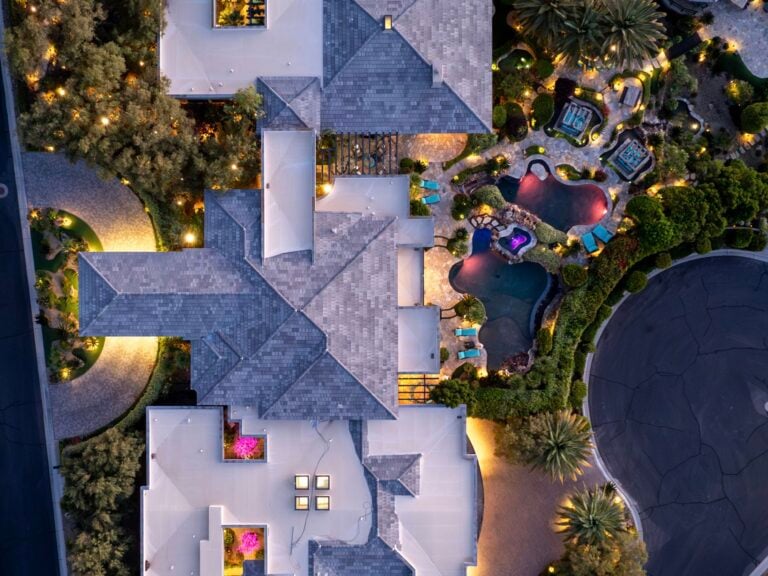 Aerial view of Niko Foster's Custom Nevada Mansion.