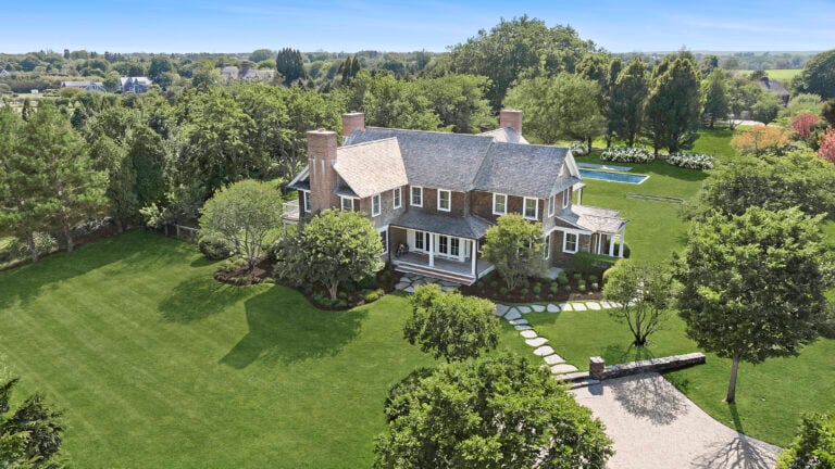 Aerial view of Meg Ryan's Hamptons Estate.