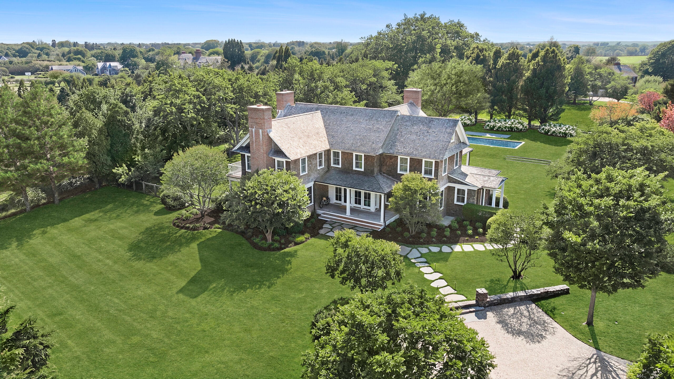 Aerial view of Meg Ryan's Hamptons Estate.