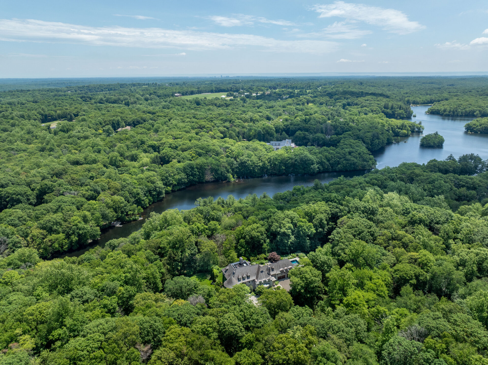 Aerial view of Allan Houston's Custom Greenwich Estate.