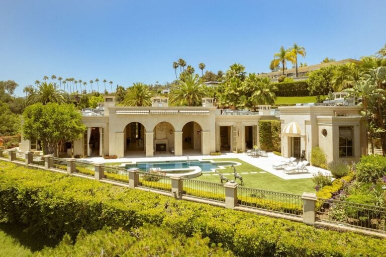 Rear view of Glorya Kaufman's Beverly Hills home.