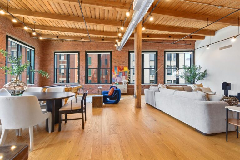 Jaylen Brown's open living space in his Boston loft.