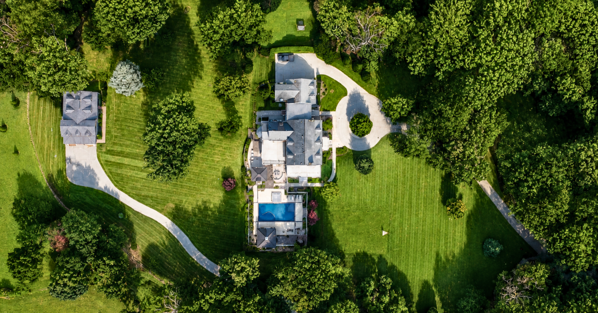 Aerial view of John Harbaugh's Maryland mansion.