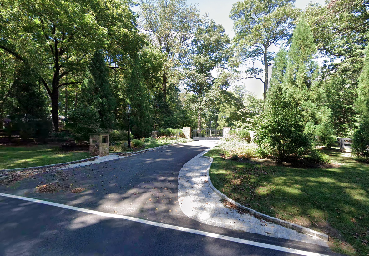Street view of John Harbaugh's Maryland mansion.